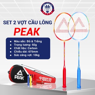 Set 2 vợt cầu lông cao cấp chính hãng PEAK trọng lượng nhẹ, tặng kèm bao vợt và cầu lông