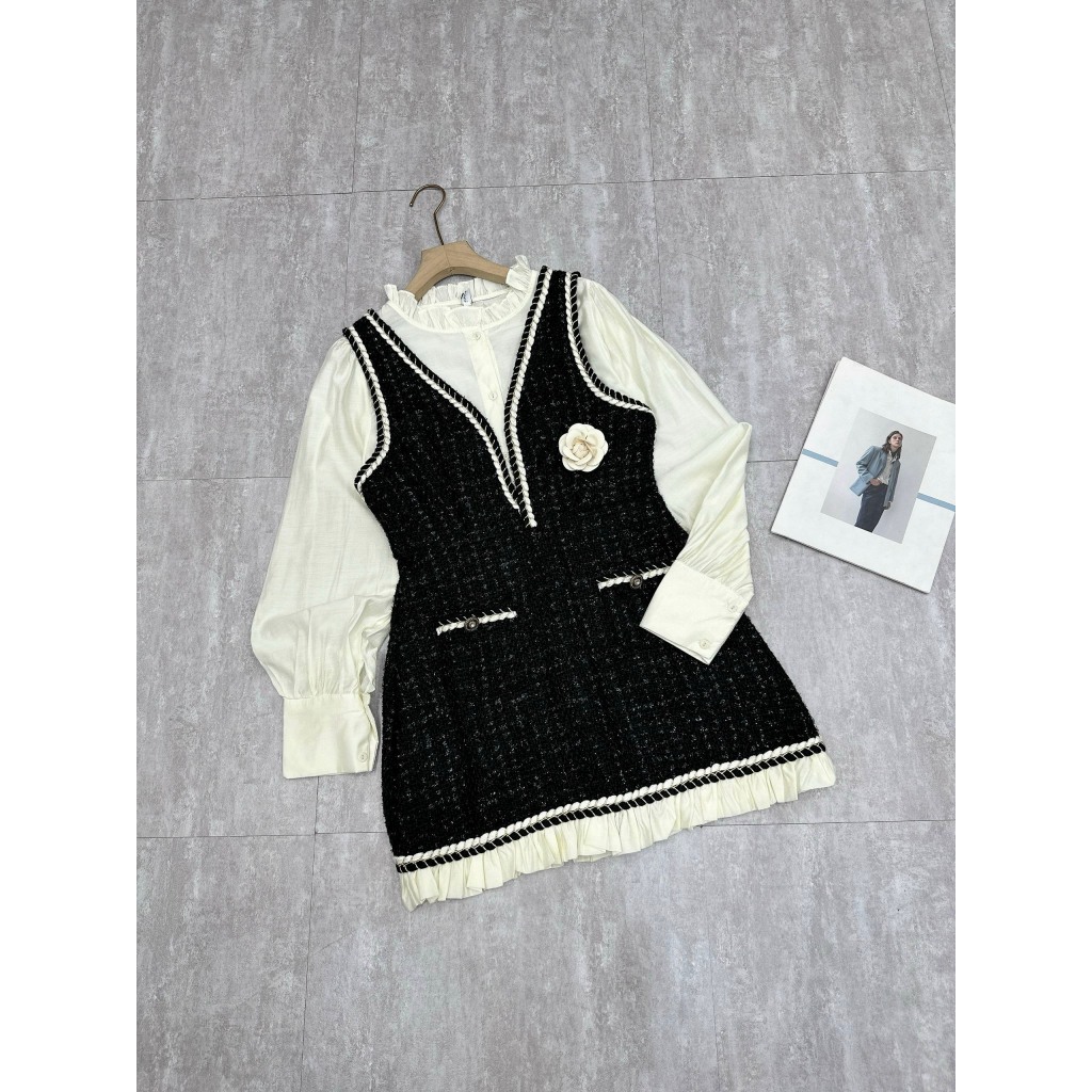 Sét váy yếm dạ 2 món siêu hot