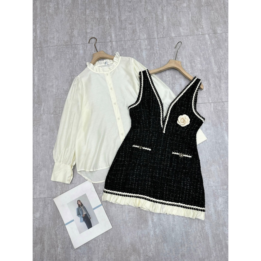 Sét váy yếm dạ 2 món siêu hot