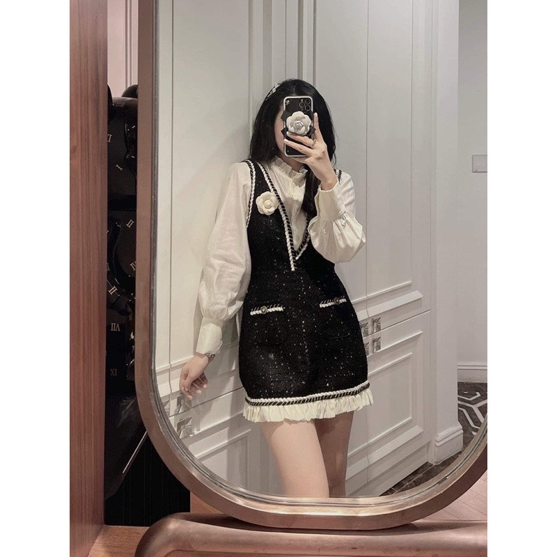 Sét váy yếm dạ 2 món siêu hot