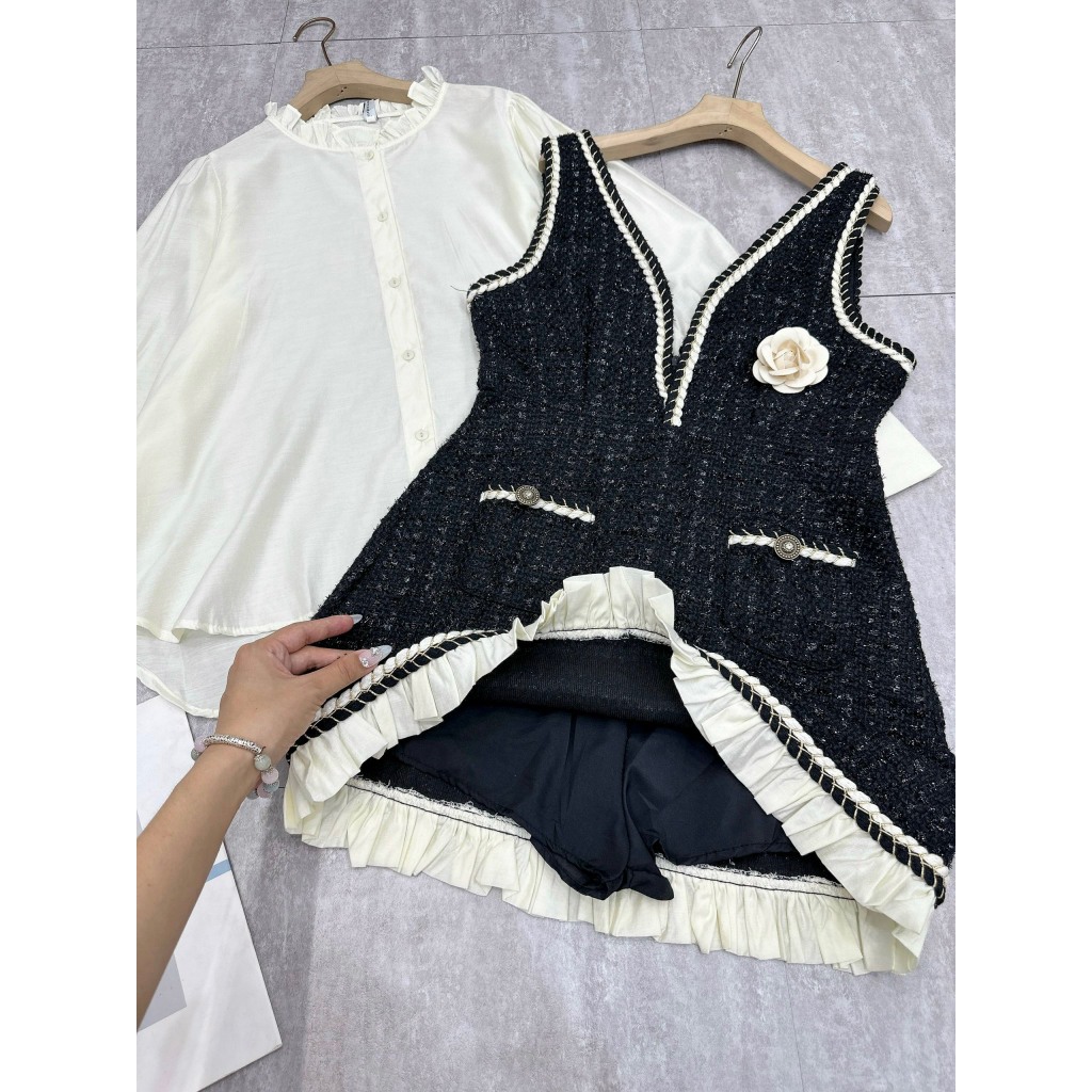 Sét váy yếm dạ 2 món siêu hot