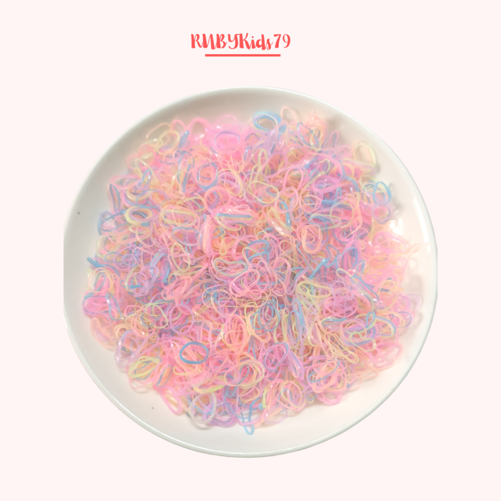Dây thun buộc tóc cho bé set 2000 sợi cỡ nhỏ nhiều màu siêu dai - rubykids79