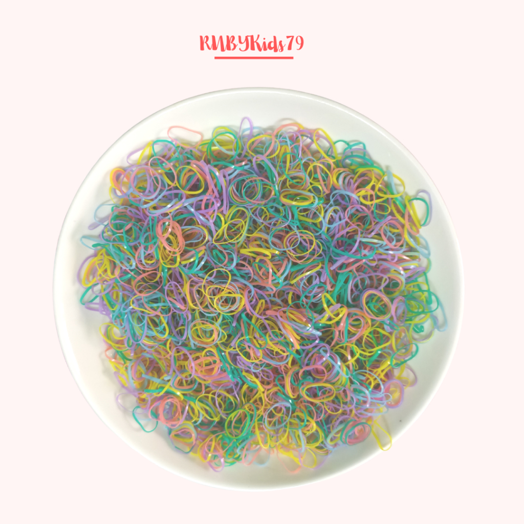Dây thun buộc tóc cho bé set 2000 sợi cỡ nhỏ nhiều màu siêu dai - rubykids79