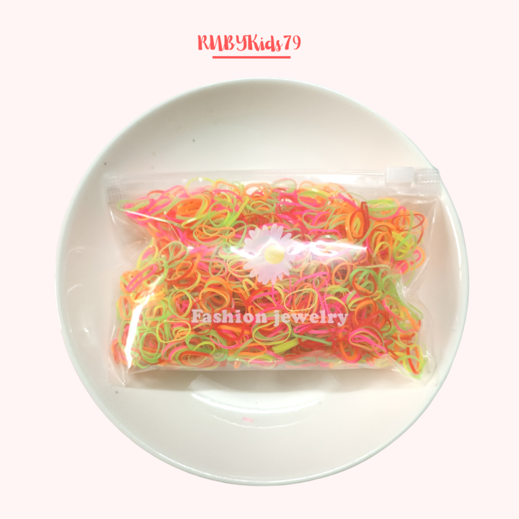 Dây thun buộc tóc cho bé set 2000 sợi cỡ nhỏ nhiều màu siêu dai - rubykids79