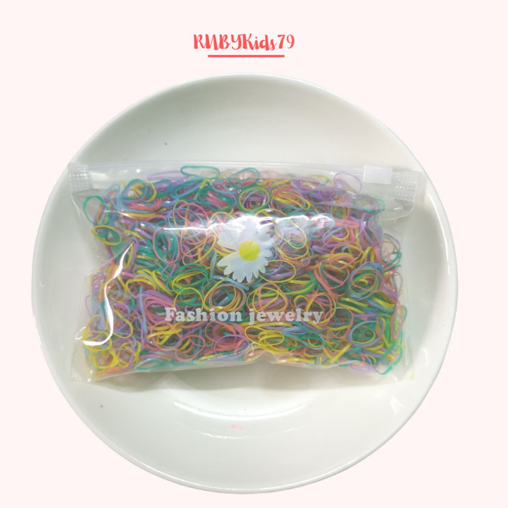 Dây thun buộc tóc cho bé set 2000 sợi cỡ nhỏ nhiều màu siêu dai - rubykids79