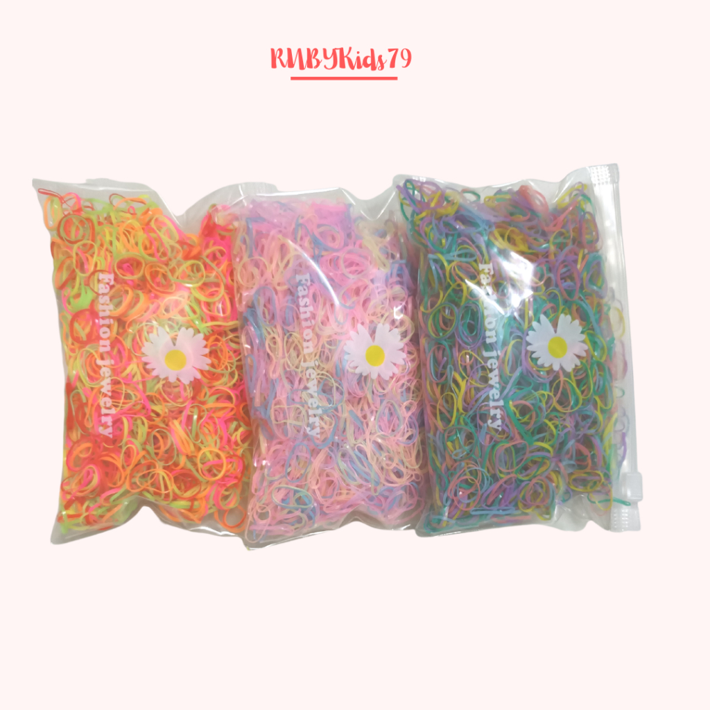 Dây thun buộc tóc cho bé set 2000 sợi cỡ nhỏ nhiều màu siêu dai - rubykids79