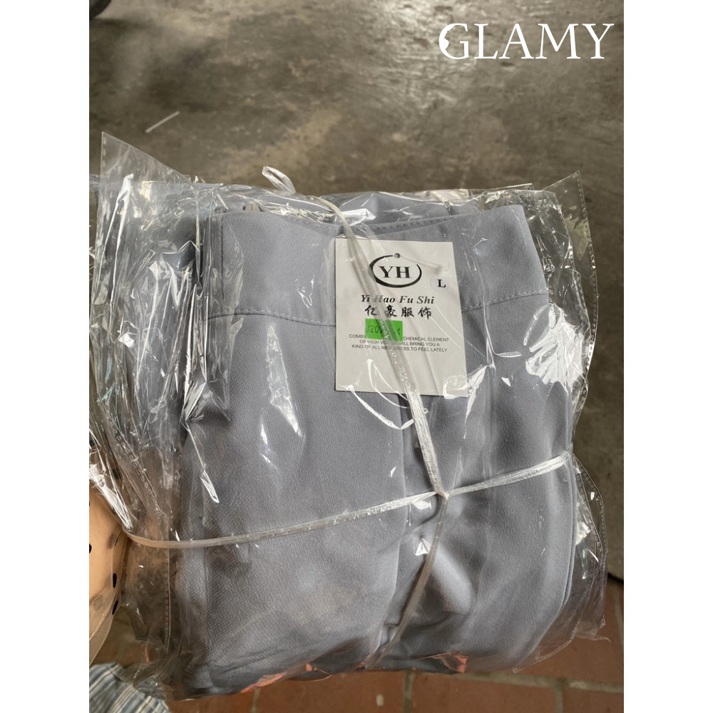 Chân váy chữ A xẻ ngắn kèm quần trong GLAMY Chân váy công sở lưng cao xẻ tà màu trơn trẻ trung thanh lịch Cv05