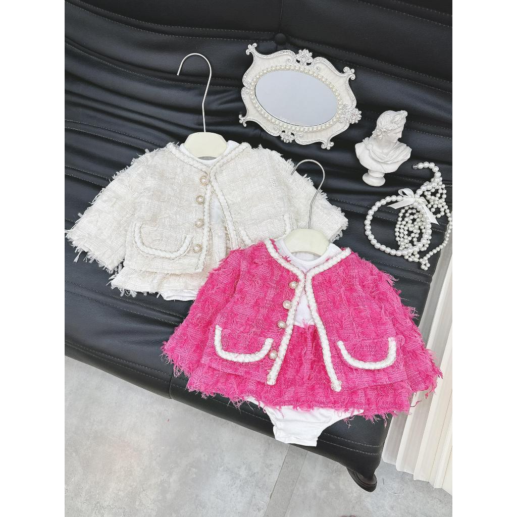 Body Váy Dạ Tua Rua Kèm Áo Khoác  4-11 kg,Body Cho Bé Gái Đầy Tháng Thôi Nôi