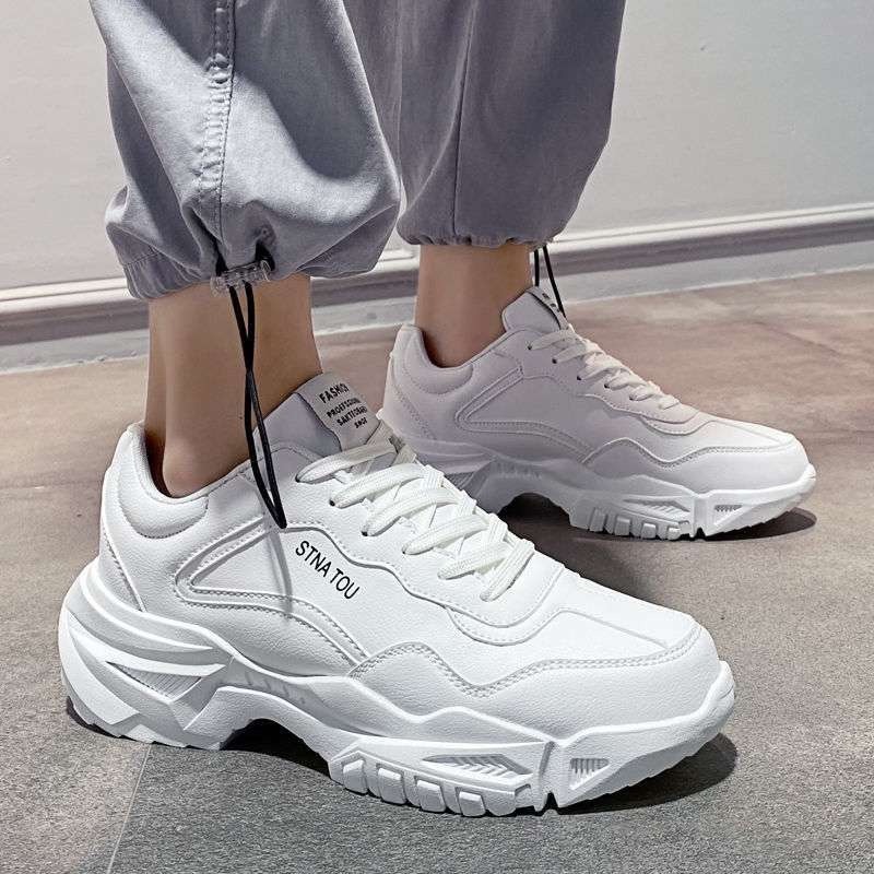 Giày Thể Thao Sneaker Nam Màu Trắng Da Cao Cấp Độn Đế Tăng Chiều Cao Đẹp Thời Trang Cho Học Sinh Sinh Viên