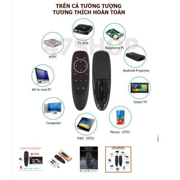 Điều khiển kiêm chuột bay tìm kiếm giọng nói remote voice G10s / Q6, dùng 1 chạm, có chuột bay