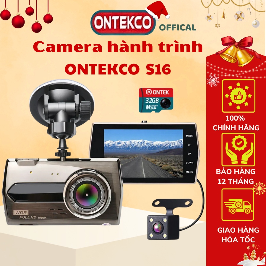 Camera hành trình ONTEKCO Model S16 tiếng Việt chuẩn, màn hình 4 inh, chất lượng 1080P, Bảo hành 12 tháng - ONTEKCO