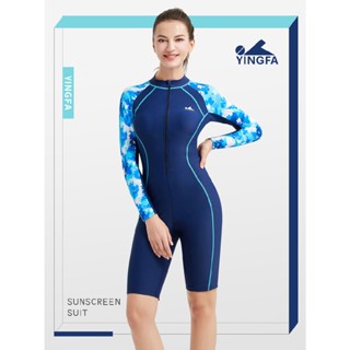 Đồ bơi một mảnh, dài tay quần lửng, hãng Yingfa, chất liệu co giãn 4 chiều, chống nắng, giữ ấm, bảo vệ da,size M đến 3xl