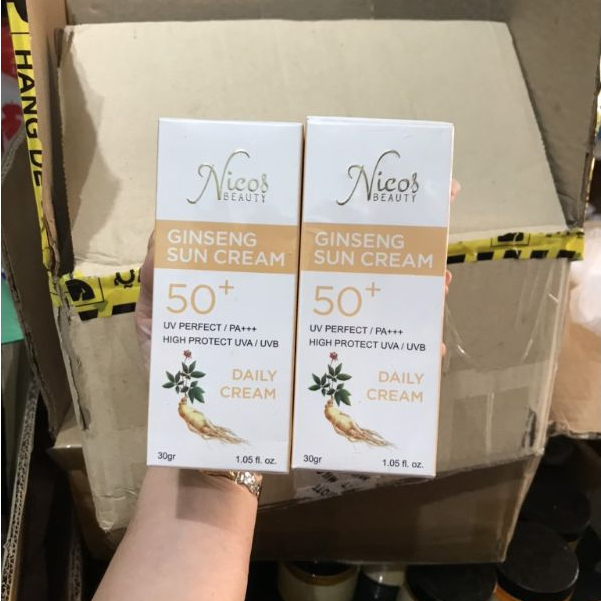 Kem Chống Nắng Vật Lý Rể Sâm Nicos Ginseng Sun Cream SPF50+ 30g