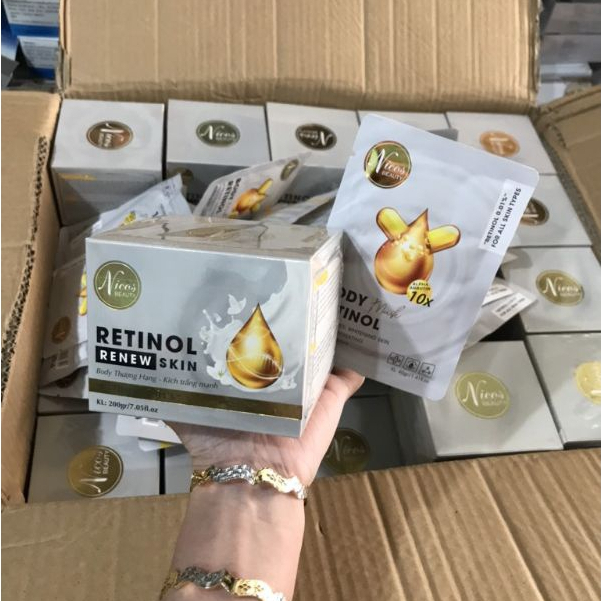 Body Retinol Nicos Thanh Nhi chính hãng tặng kèm gói ủ trắng