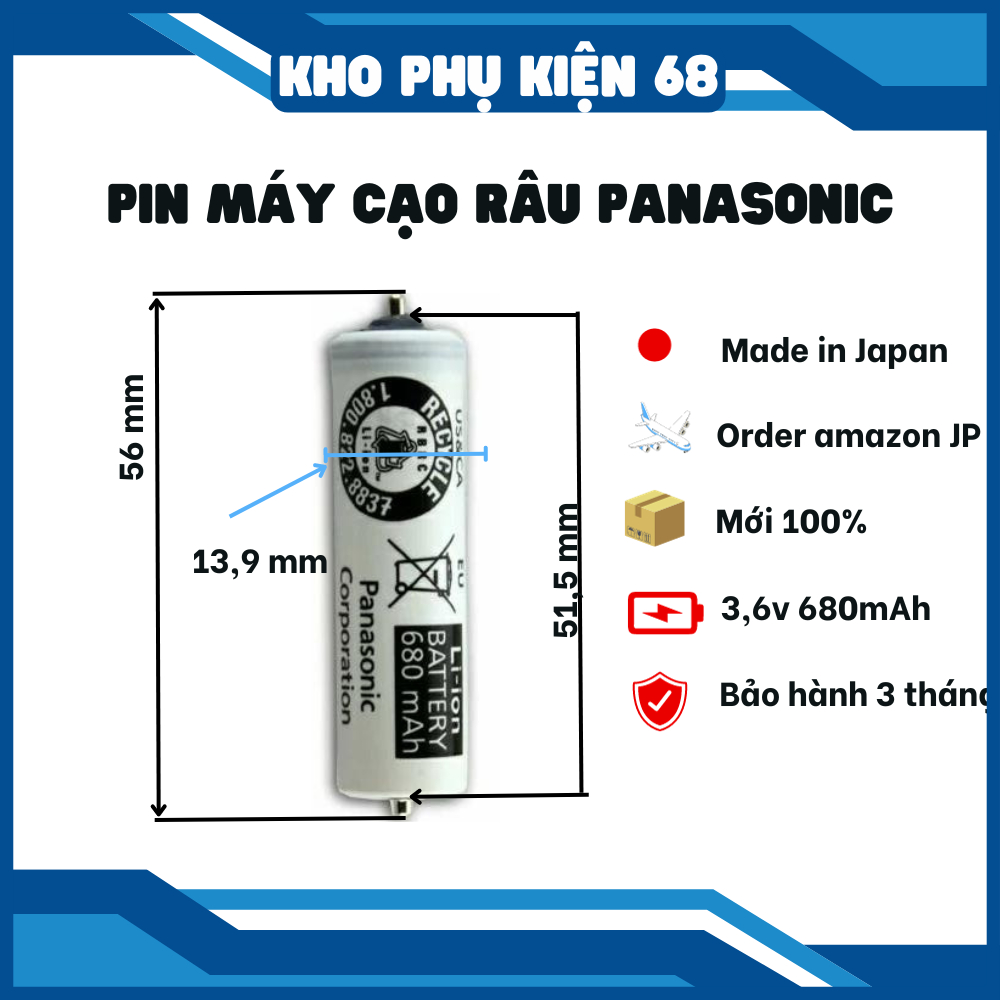 Pin máy cạo râu Panasonic, ESLV9XL2507 pin sạc máy cạo râu, pin máy cắt tóc, v v , 3.6V 680mAh