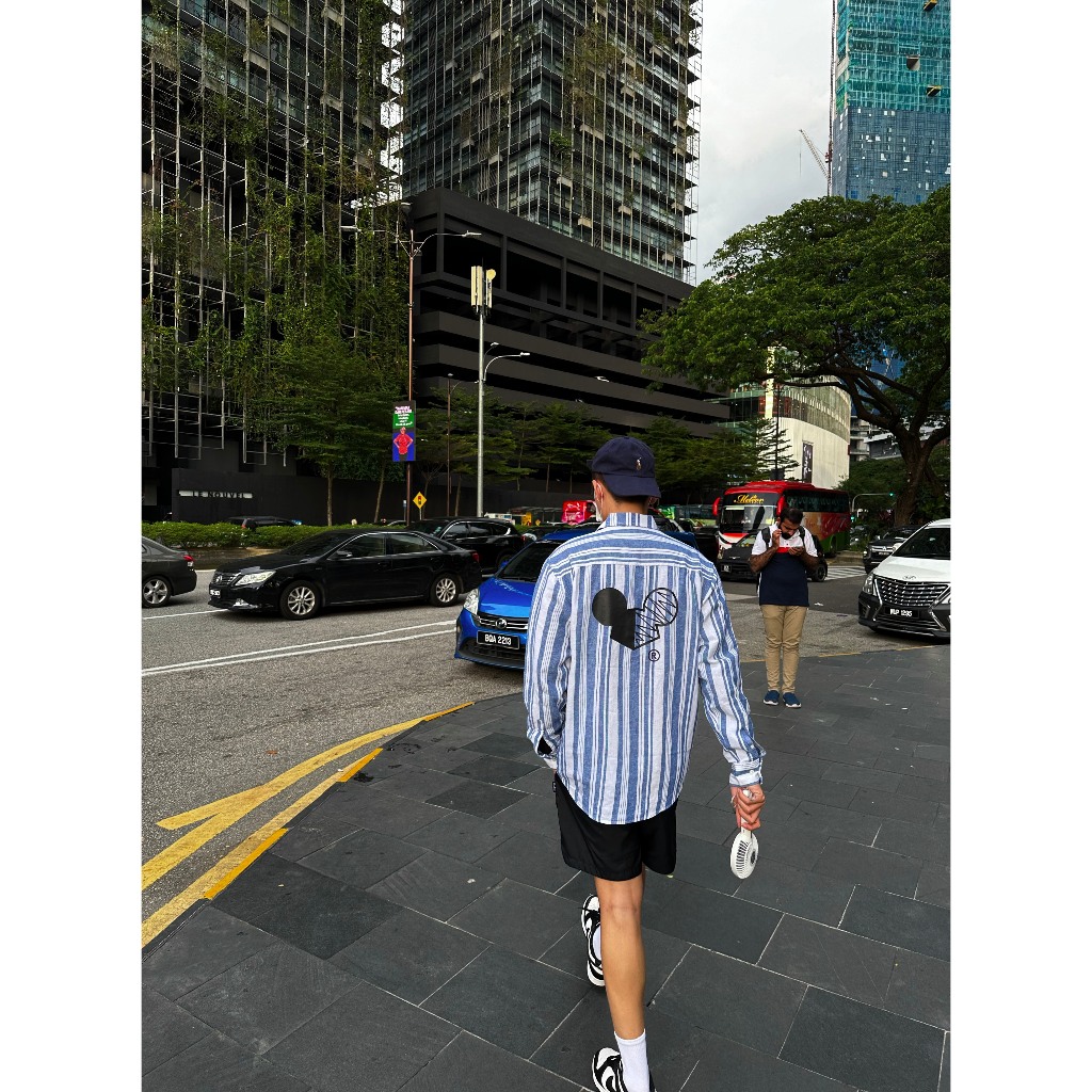 ÁO SƠ MI Linen sọc Logo CHUOT TRANG