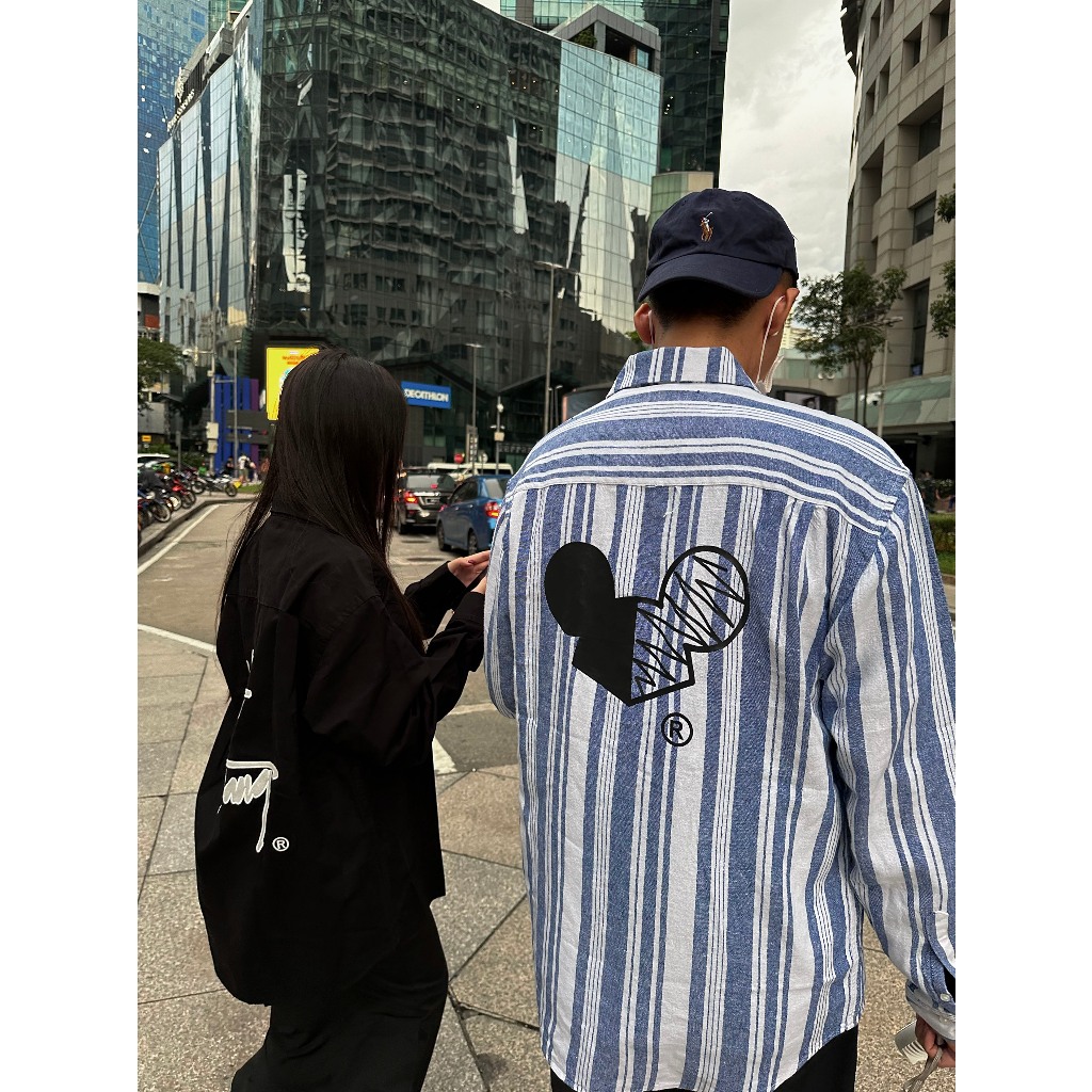 ÁO SƠ MI Linen sọc Logo CHUOT TRANG