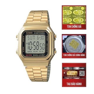 Đồng hồ điện tử Casio chính hãng A178, dây kim loại