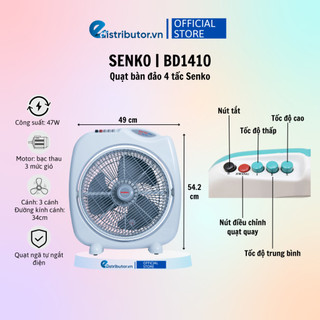 Quạt bàn đảo 4 Tấc chuyển hướng điện Senko BD1410 47W - Hàng chính hãng - Giao màu ngẫu nhiên