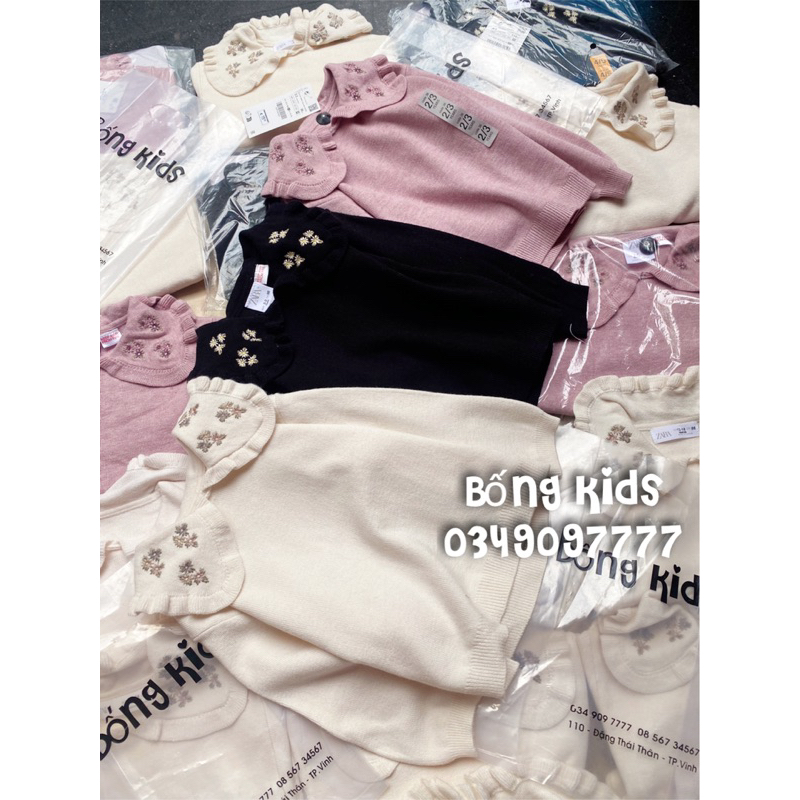 Áo Len Bé Gái Cổ Thêu Hoa ZR(không tag)