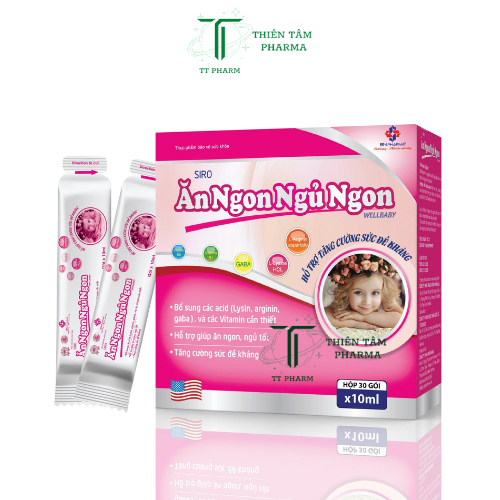 Ăn ngủ ngon cho trẻ. Siro Ăn ngon ngủ ngon. tăng đề kháng cho bé. hộp 30 gói