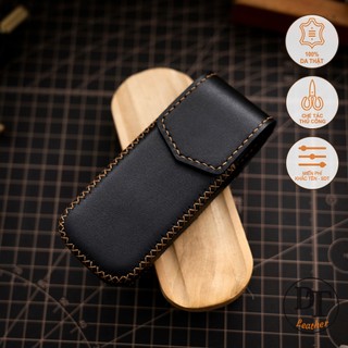 Bao da N0KIA 6700, 8800 nắp gập màu đen, bao da handmade da bò thật nhập khẩu, miễn phí khắc tên