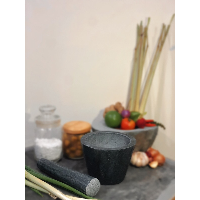 Cối  Chày Đá Xanh Nguyên Khối  Mẫu Đánh Bóng