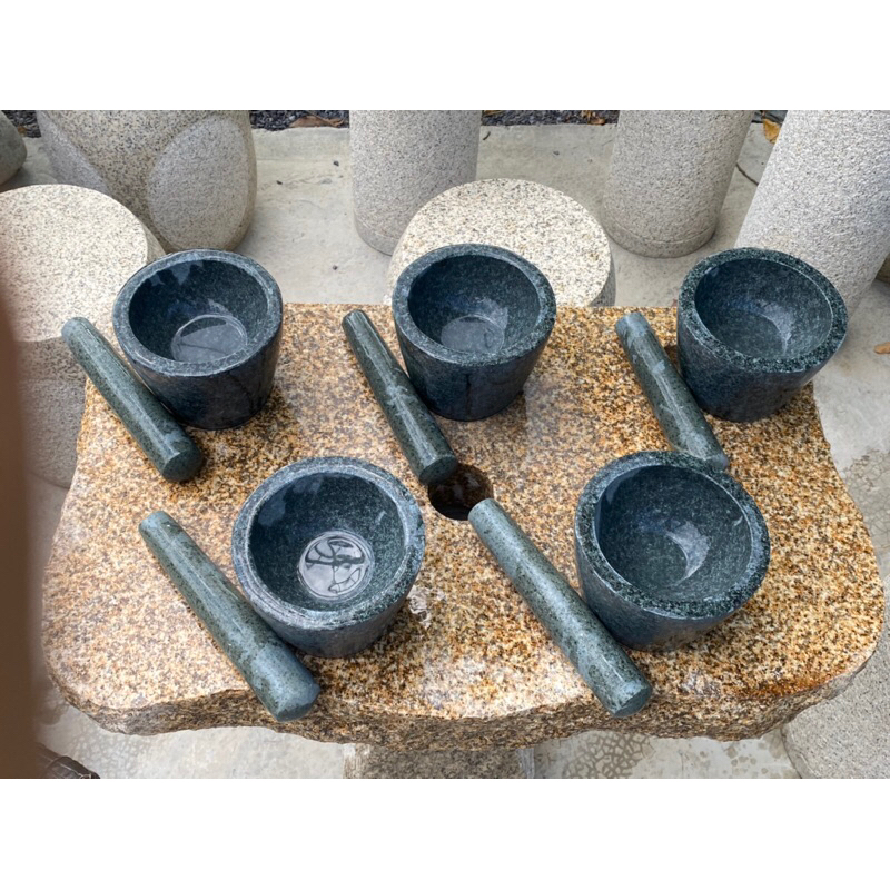 Cối  Chày Đá Xanh Nguyên Khối  Mẫu Đánh Bóng