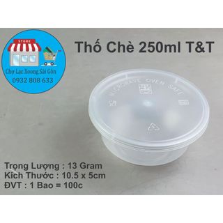 Thố nhựa pp t&t , thố chè 250ml có nắp