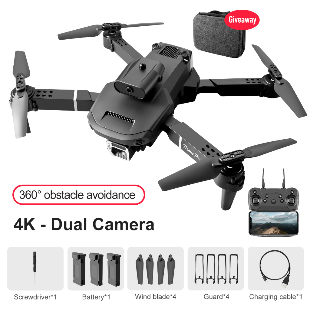 PIycam Mini, Flaycam Giá Rẻ, Máy Bay Không Người Lái E100 Camera Kép 4K Full HD, Chế Độ Cảm Biến Tránh Va Chạm Tự Động