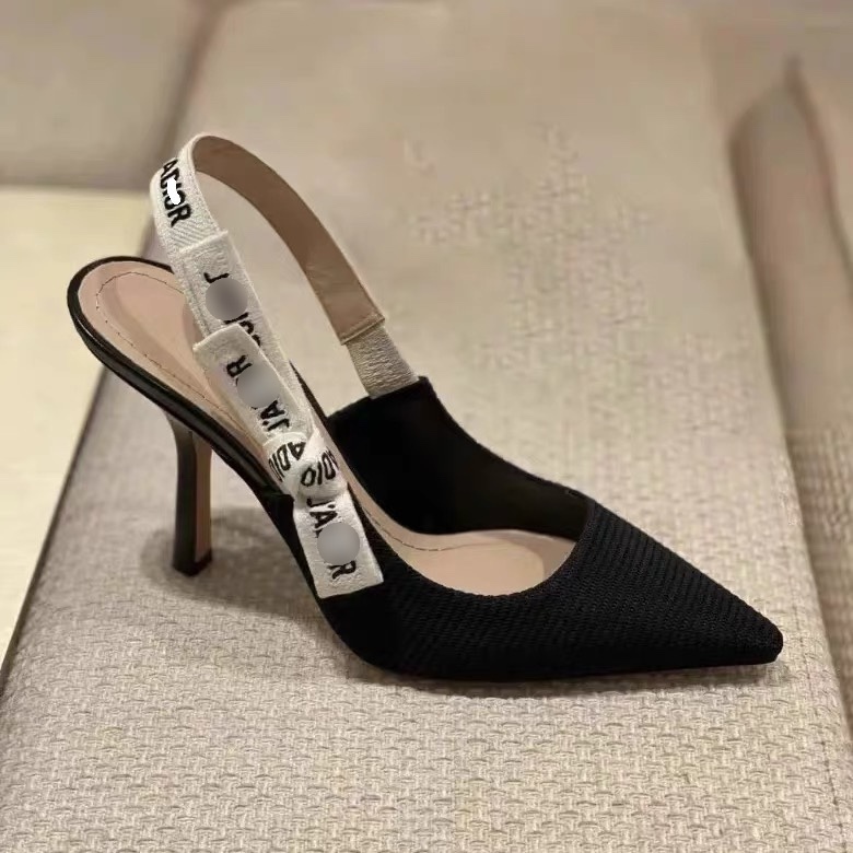 Sandal thun gân quai nơ chữ 3 dáng gót