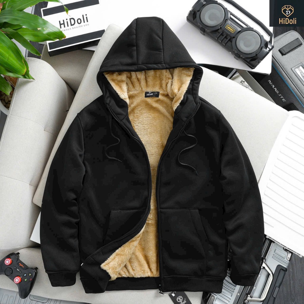 Áo khoác nỉ lót lông cừu nam nữ dày dặn ấm áp, áo khoác hoodie nam nữ phong cách thời trang thể thao REMMY.