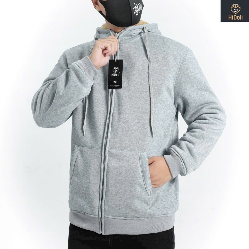 Áo khoác nỉ lót lông cừu nam nữ dày dặn ấm áp, áo khoác hoodie nam nữ phong cách thời trang thể thao REMMY.