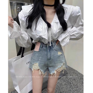 Quần Short Rách May Mác Hồng Lưng Siêu Cao