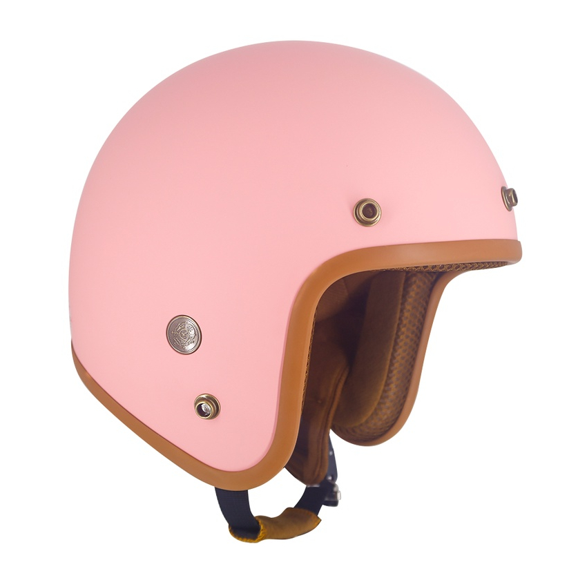 Mũ bảo hiểm 3/4 SRT màu hồng nhạt 05 thoáng khí kèm lưỡi trai