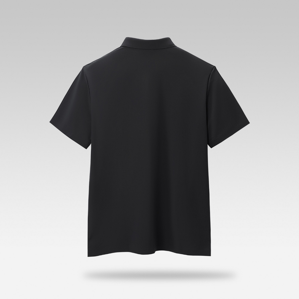 HLA - Áo POLO nam trơn cổ bẻ full đen mềm mịn thấm hút Button-down solid black Polo Shirt