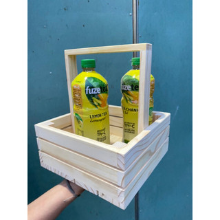 Khây gỗ có quai để cấm hoa 25x25x11cm, Giỏ xách gỗ có quai cầm