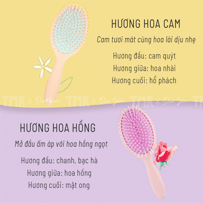 Lược Tinh Dầu Gỡ Rối TMR 2 Size Chuyên Dụng Có Đệm Khí Tăng Hương Thơm Cho Tóc Ngày Dài