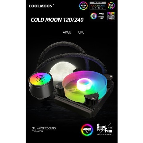 Tản nhiệt CPU All in One Tản Nhiệt Nước CPU AiO Coolmoon 120mm Hỗ trợ Socket 1700 Led 5v ARGB Đồng Bộ Màu Mainboard