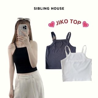 Áo croptop nữ hai dây bản to vải thun gân mịn mát màu trơn basic Jiko Top - Sibling House