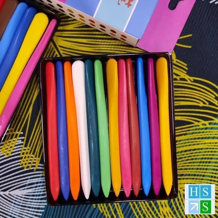 Bút Màu Sáp Plastic Crayon Không Dính Tay, Chống Gãy 12 - 24 Màu