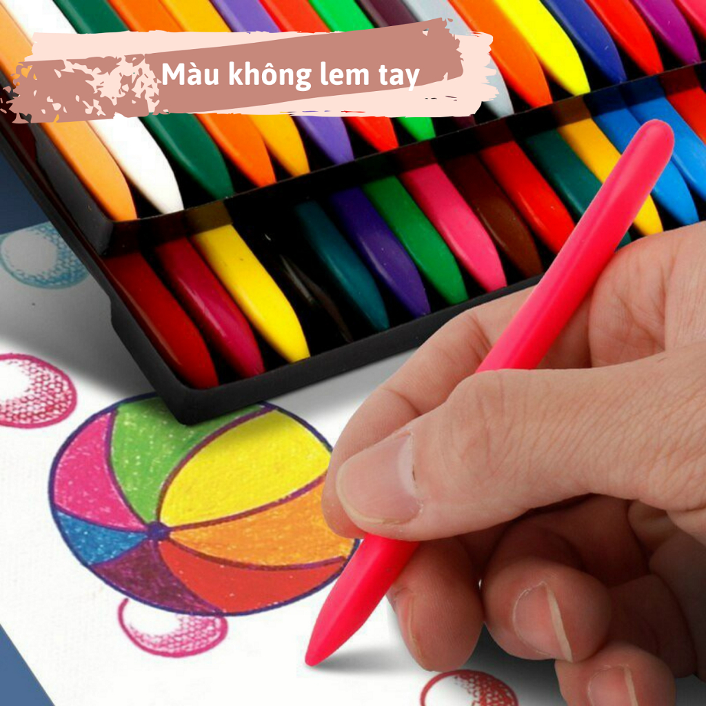 Bút Màu Sáp Plastic Crayon Không Dính Tay, Chống Gãy 12 - 24 Màu