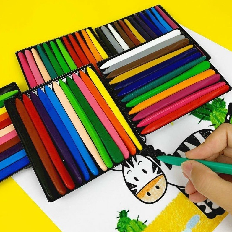 Bút Màu Sáp Plastic Crayon Không Dính Tay, Chống Gãy 12 - 24 Màu