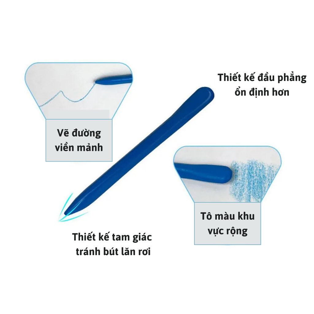 Bút Màu Sáp Plastic Crayon Không Dính Tay, Chống Gãy 12 - 24 Màu