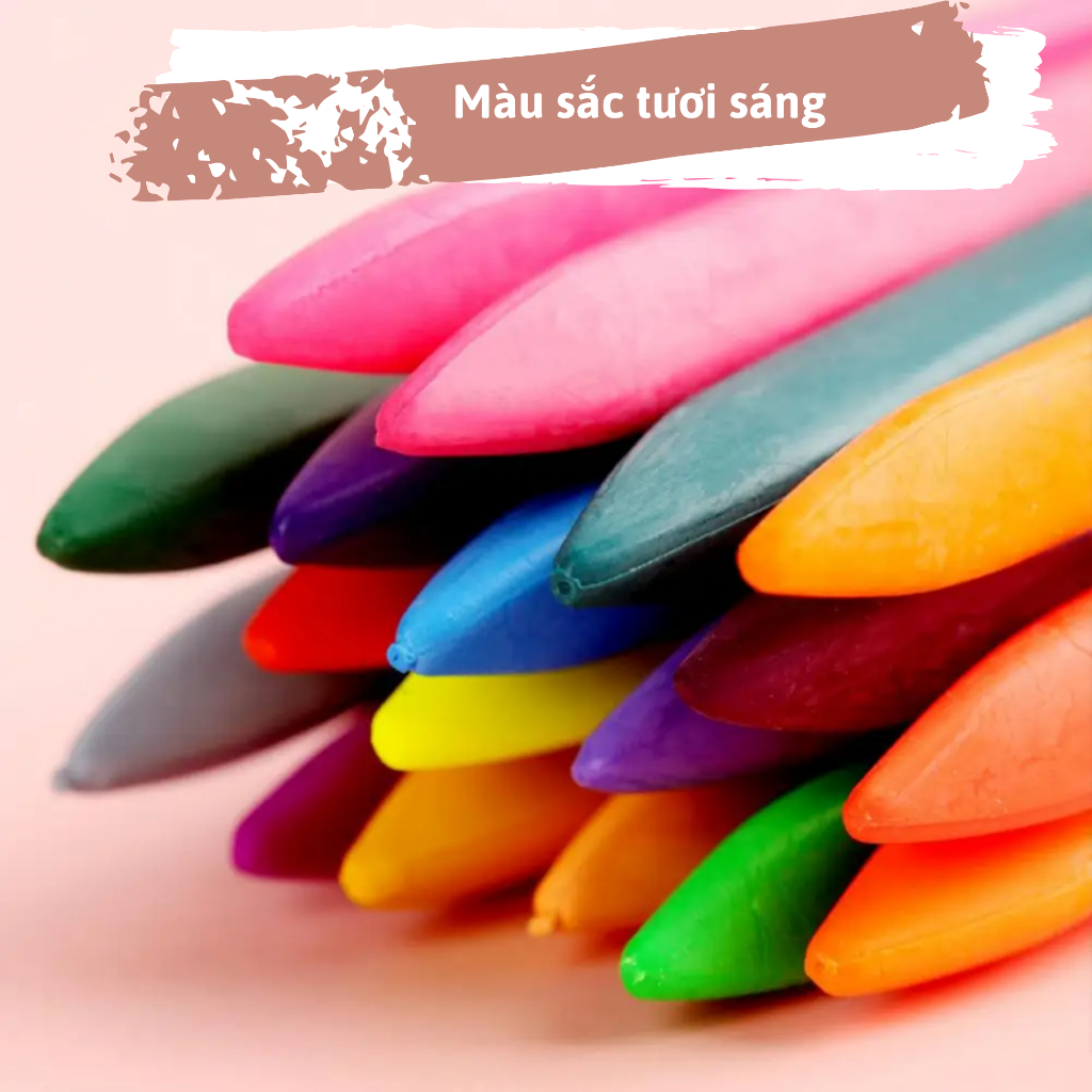 Bút Màu Sáp Plastic Crayon Không Dính Tay, Chống Gãy 12 - 24 Màu