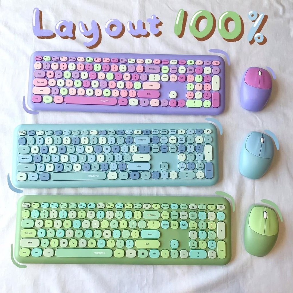 Combo bàn phím và chuột không dây MOFII 666 thiết kế hiện đại đa dạng màu sắc dùng chip USB 2.4GHz- Chính Hãng