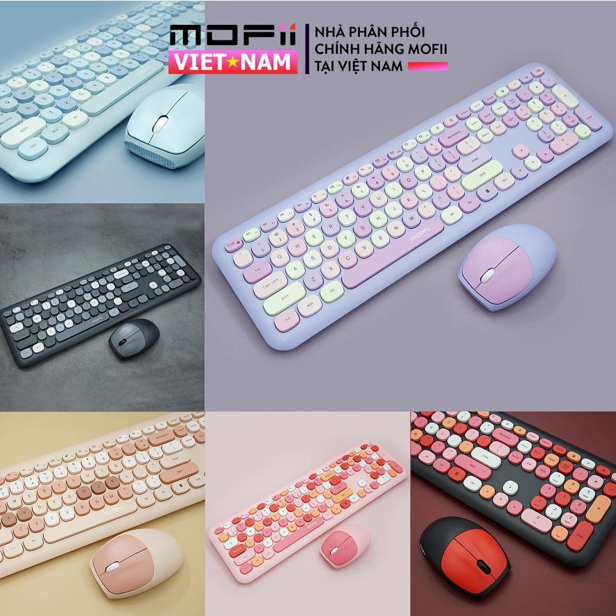 Combo bàn phím và chuột không dây MOFII 666 thiết kế hiện đại đa dạng màu sắc dùng chip USB 2.4GHz- Chính Hãng
