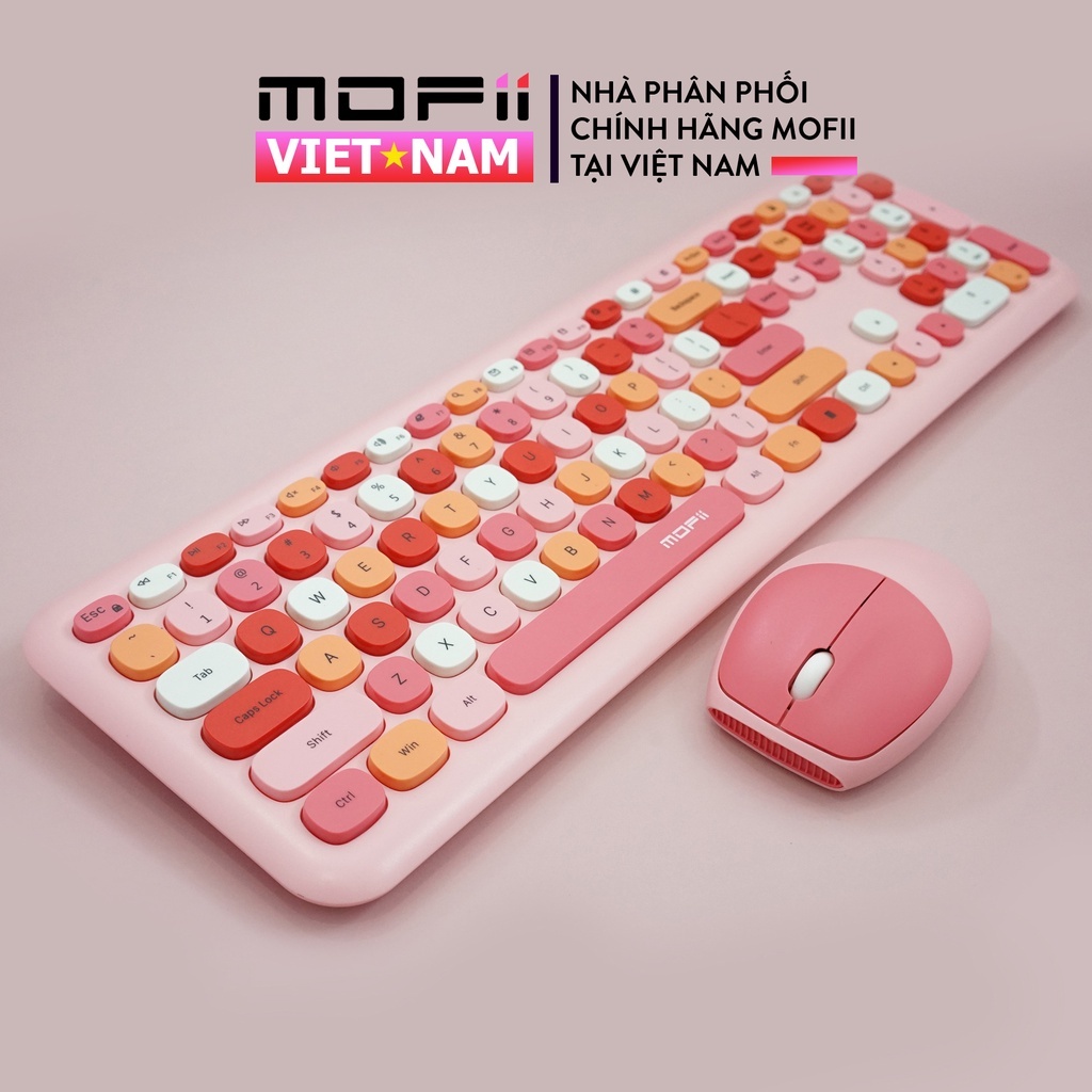 Combo bàn phím và chuột không dây MOFII 666 thiết kế hiện đại đa dạng màu sắc dùng chip USB 2.4GHz- Chính Hãng