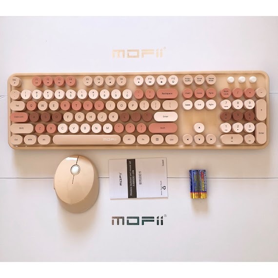 Bộ bàn phím và chuột không dây MOFII SWEET bàn phím fullsize 104 phím đa dạng màu sắc thiết kế nút tròn hiện đại