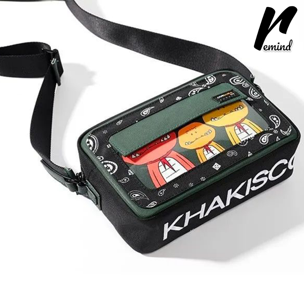 Túi Xách Đeo Chéo Khủng Long Xanh Unisex Thời Trang Nam Nữ Cao Cấp Remind - Túi Xách Nam Vải Canvas Phối Da Bền Đẹp